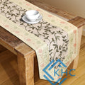 White Floral Table Runner Silk Brocade 14x72 Inch Table Runner
