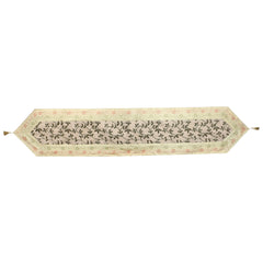 White Floral Table Runner Silk Brocade 14x72 Inch Table Runner
