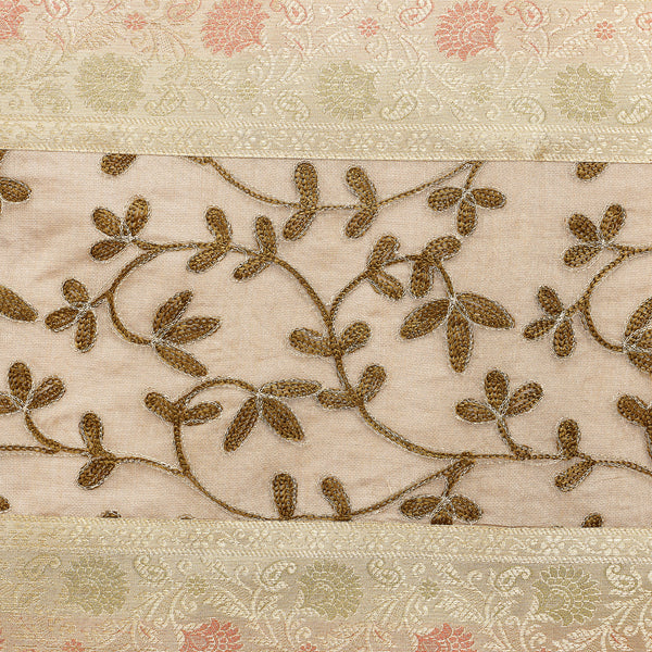 White Floral Table Runner Silk Brocade 14x72 Inch Table Runner
