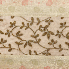 White Floral Table Runner Silk Brocade 14x72 Inch Table Runner