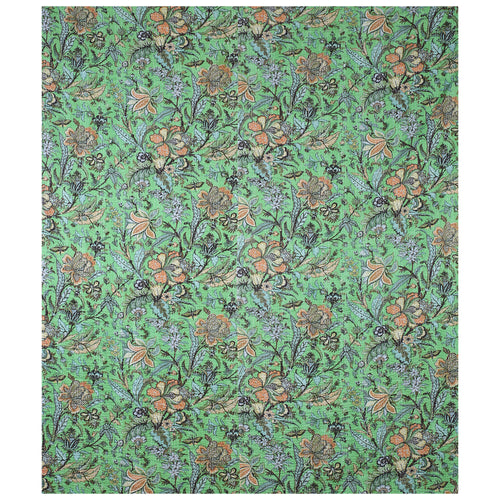 Indian Handmade Floral Kantha Green Quilt