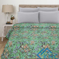 Indian Handmade Floral Kantha Green Quilt