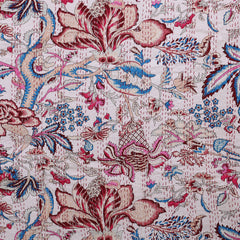 Handmade Cotton Kantha Floral Queen Quilt