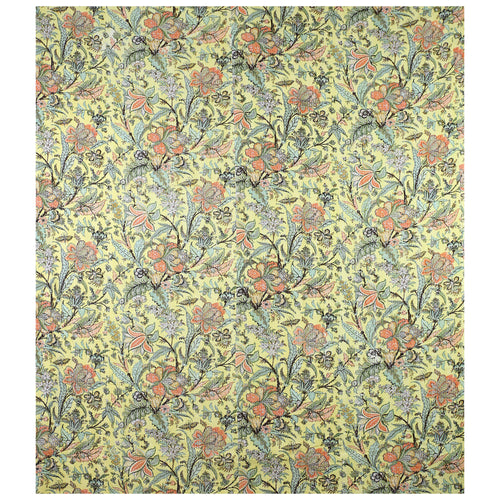 Vintage Kantha Floral Yellow Queen Quilt