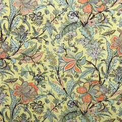 Vintage Kantha Floral Yellow Queen Quilt