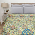 Vintage Kantha Floral Yellow Queen Quilt