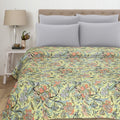 Vintage Kantha Floral Yellow Queen Quilt