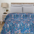 Blue Handmade Cotton Floral Quilt King Size