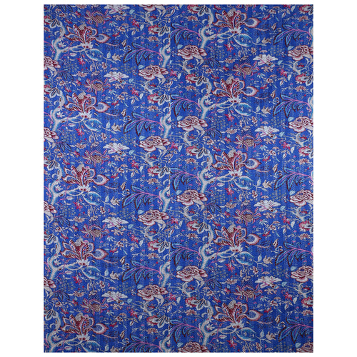 Floral Kantha Blue Handmade Throw Blanket
