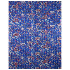 Floral Kantha Blue Handmade Throw Blanket