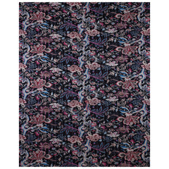 Vintage Kantha Black Floral Handmade Indian Quilt