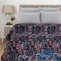 Vintage Kantha Black Floral Handmade Indian Quilt