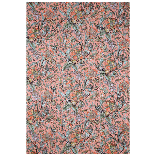 Peach Floral Cotton Bedspread Quilt Throw