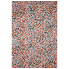 Peach Floral Cotton Bedspread Quilt Throw