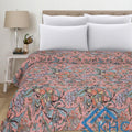 Peach Floral Cotton Bedspread Quilt Throw