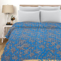 Blue Floral Vintage Print Handmade Bohemian Quilt