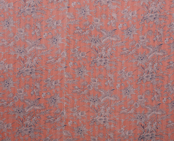 Vintage Kantha Block Print Floral Red Cotton Quilt