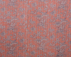 Vintage Kantha Block Print Floral Red Cotton Quilt