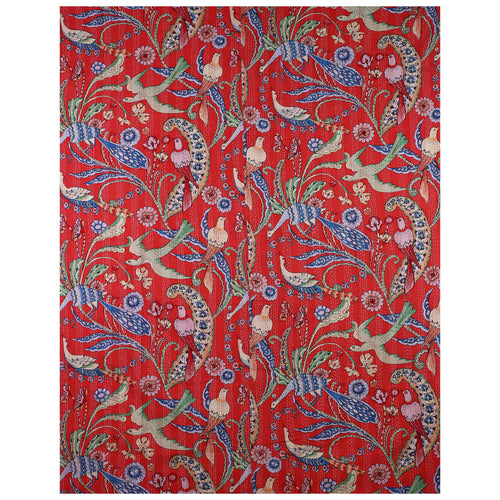 Indian Handmade Red Bird Cotton Quilt