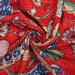 Indian Handmade Red Bird Cotton Quilt