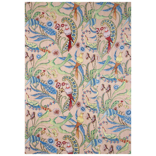 Beige Bird Bedspread Handmade 100% Cotton Quilt