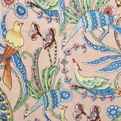 Beige Bird Bedspread Handmade 100% Cotton Quilt