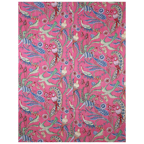 Baby Pink Bird Print Indian Vintage Kantha Quilt Throw