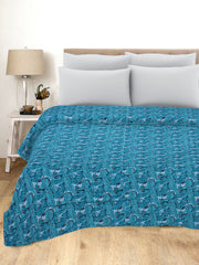 Blue Floral Vintage Print Handmade Bohemian Quilt