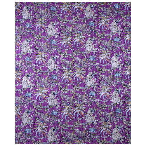 Purple Vintage Kantha Boho Monkey Print Cotton Quilt