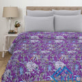 Purple Vintage Kantha Boho Monkey Print Cotton Quilt