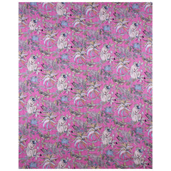 Monkey Print Pink Cotton Handmade Throw Blanket