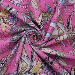 Monkey Print Pink Cotton Handmade Throw Blanket