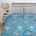 Beautiful Turquoise color Monkey print kantha Quilt Throw