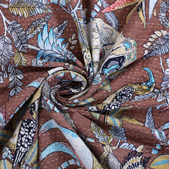 Brown Monkey Print Fabric Quilt Throw Bohemian