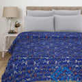 Floral Kantha Blue Handmade Throw Blanket