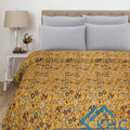 Yellow Floral Vintage Fabric Quilt Throw Bedsheet