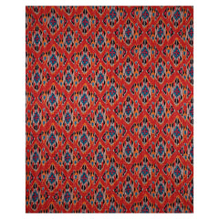 Red Ekat Print Kantha Vintage Boho Throw Blanket