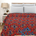 Red Ekat Print Kantha Vintage Boho Throw Blanket