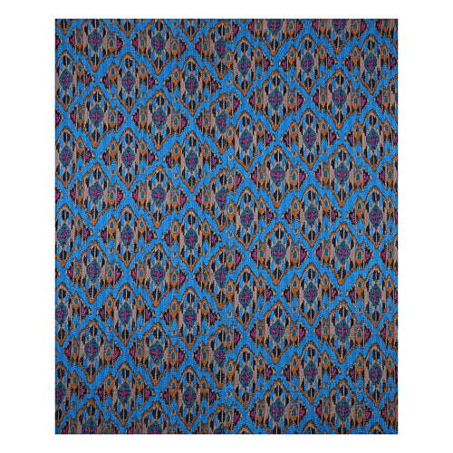 Ikat Print Blue Pure Cotton Quilt Bedspread