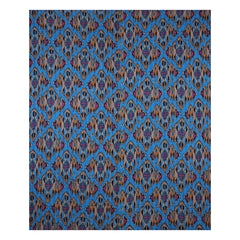 Ikat Print Blue Pure Cotton Quilt Bedspread