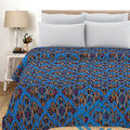 Ikat Print Blue Pure Cotton Quilt Bedspread