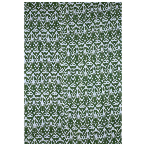 100% Cotton Kantha Green Quilt Ikat Print