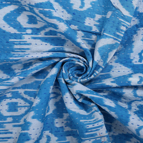 Sky Blue Cotton Quilt Vintage Bedding