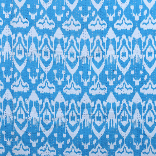 Sky Blue Cotton Quilt Vintage Bedding