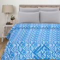 Sky Blue Cotton Quilt Vintage Bedding