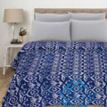 Blue Handmade Cotton Quilt Ikat Print Bedsheet