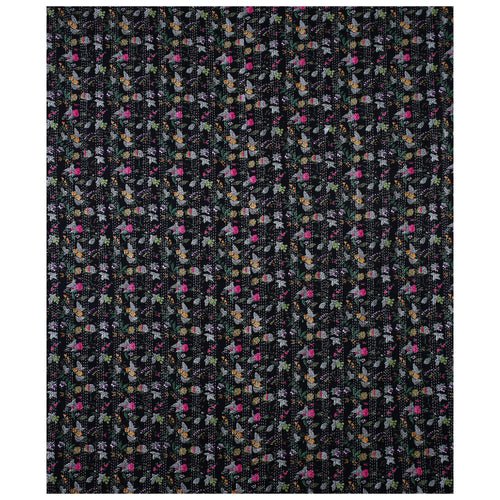 Indian Handmade Kantha Floral Black Quilt