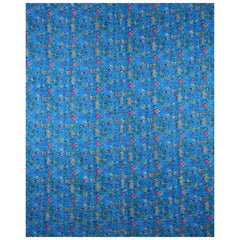 Blue Handmade Cotton Floral Quilt King Size