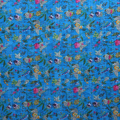 Blue Handmade Cotton Floral Quilt King Size