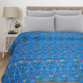 Blue Handmade Cotton Floral Quilt King Size